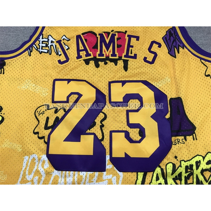 Maillot Los Angeles Lakers LeBron James Slap Sticker Mitchell & Ness 2018-19 Jaune